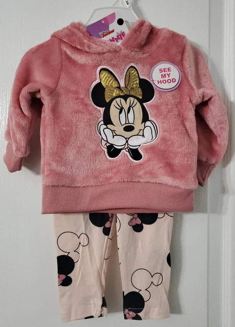 Disney Junior Minnie Mouse 12M Outfit Fleece  Sweat Shirt Leggings Nwt Official