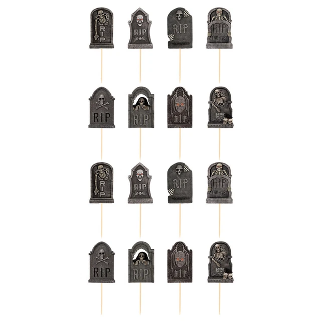 40 piezas Lápida Pastel Inserto Halloween Regalo Pastel de Cumpleaños Topper