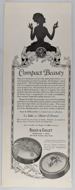 Roger & Gallet Compacts Makeup Powder Paris NYC 1920s Theatre Mag Ad ~4.5x12.5"