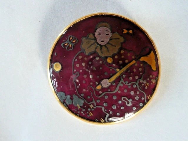 Broche Ancienne Signée Michel Le Brun - Motif Fleuri Sur émail - Très Bon état