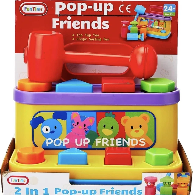 Funtime 2 In 1 Baby Toddler Shape Sorter & Pop Up Friends Toy New In Retail Pack