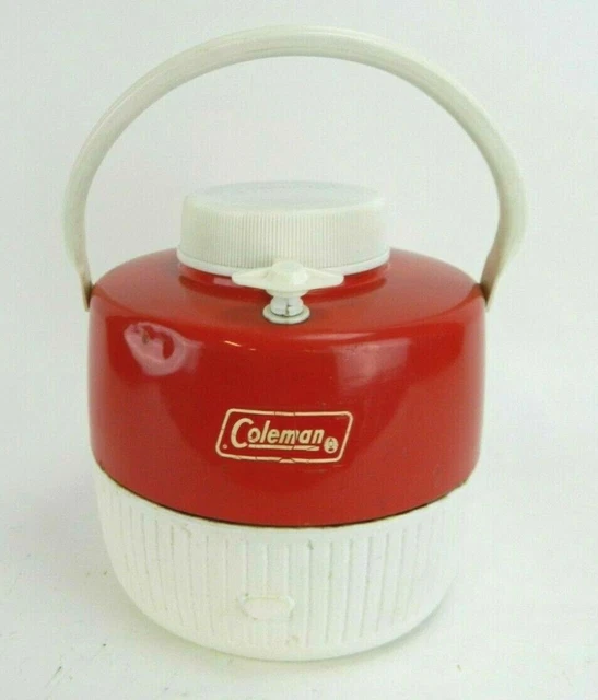 COLEMAN RED/WHITE 1 Gallon Thermos Cooler Water Jug VIntage Retro 10.