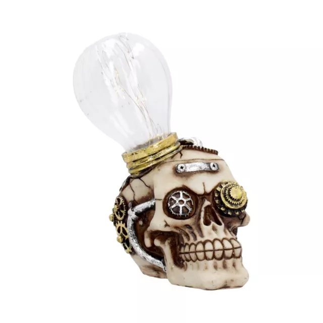 Gothic Skull Ornament Bright Idea Light Up Fantasy Steampunk Resin Nemesis Now