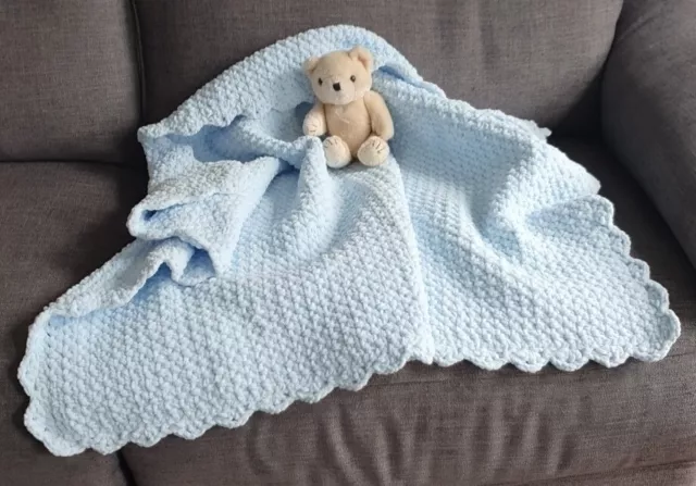 ***Hand Knitted Chenille Baby Blanket***