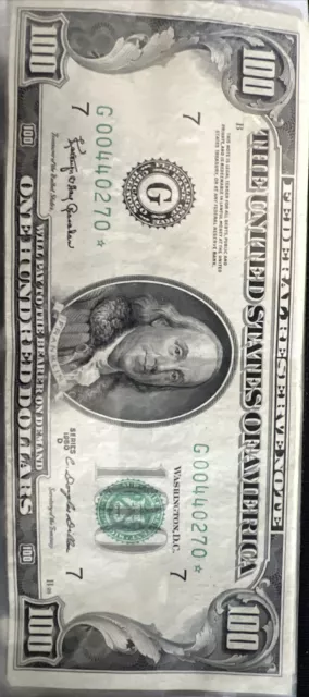 1950D $100 dollar Federal Reserve Star Note.