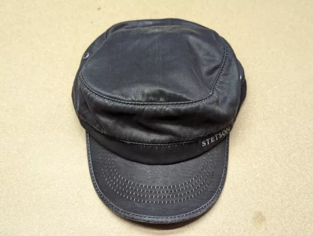 Stetson Army Cap Mens Size XL Black Hat Military Style