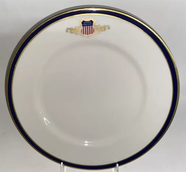 Union Pacific Railroad Dining Gold Leafy design around UP crest dinner plate