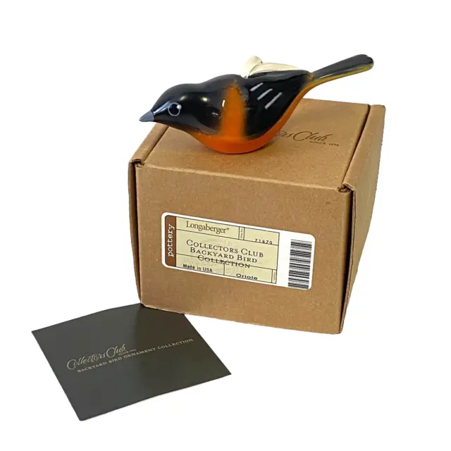 Longaberger Oriole Collectors Club Backyard Bird Ceramic NIB Signed Hand Painted