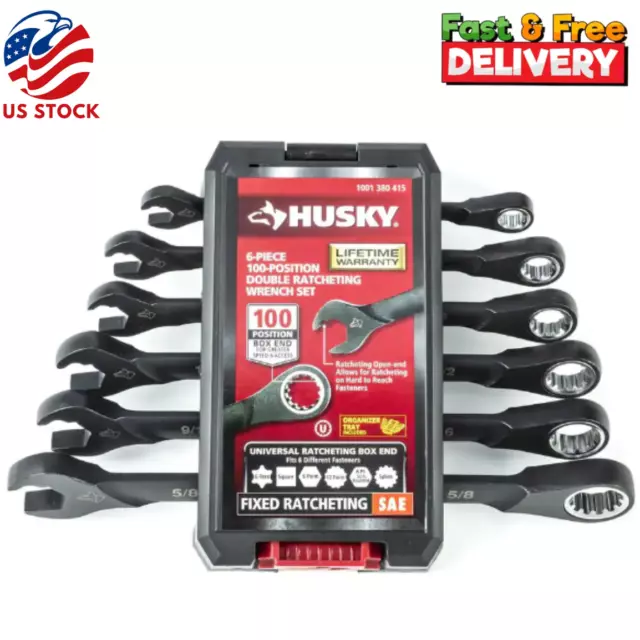 Husky 100-Position Double Ratcheting SAE Wrench Set (6-Piece) H100DRW6PCSAEN