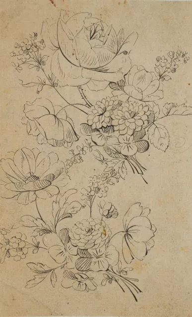 Porzellandekor mit Blumen, um 1800, Federzeichnung Rokoko Unbekannt (19.Jhd)