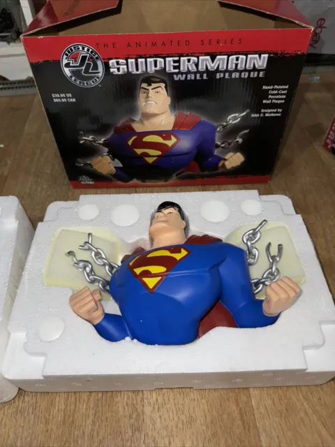 Dc Direct Justice League Animated Superman Hand Painted Porcelain Wall Plaqu