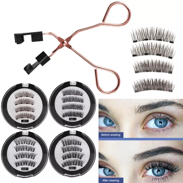 Professional Magnetic Eyelashes Fake False Lashes Set + Applicator Full Sets