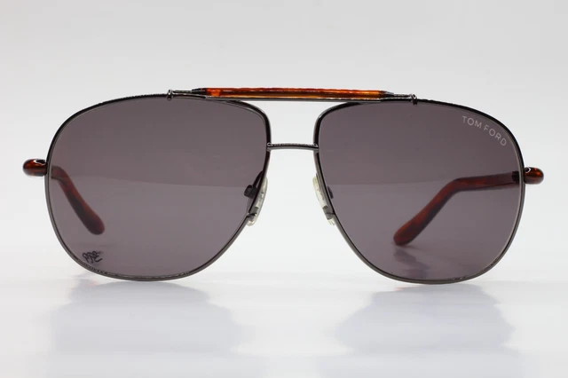 Tom Ford TF243 Adrian Gray Aviator Square 12A Dark Bronze Sunglasses 62-13-145mm