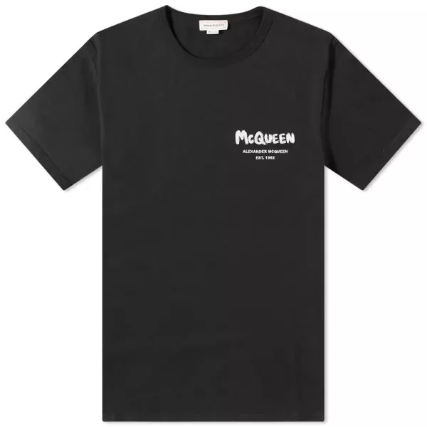 ✅ Alexander mcqueen T-Shirt TG. S-M-L-XL-XXL tshirt Nero Logo piccolo ricamato