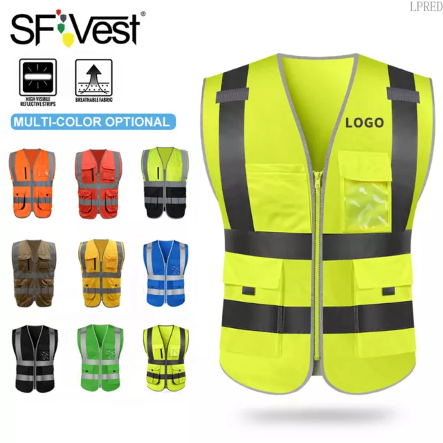 SFVest High Visibility Reflective Safety Vest Reflective Multi-Pockets & Colors