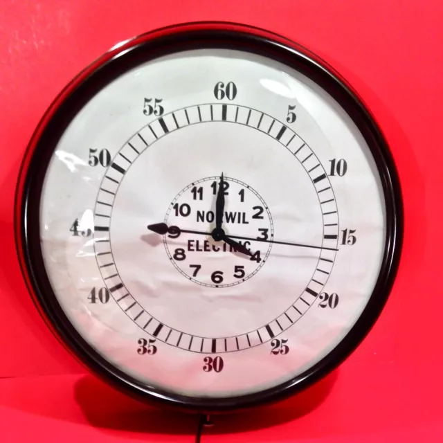 Vintage GE Telechron Advertising Clock W/ Large Second Small Hour Minute Hands