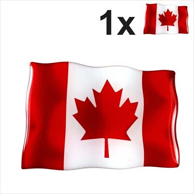 1x CANADA waving Canadian flag 3D Domed Gel STICKER Resin Decal Badge Adhesive