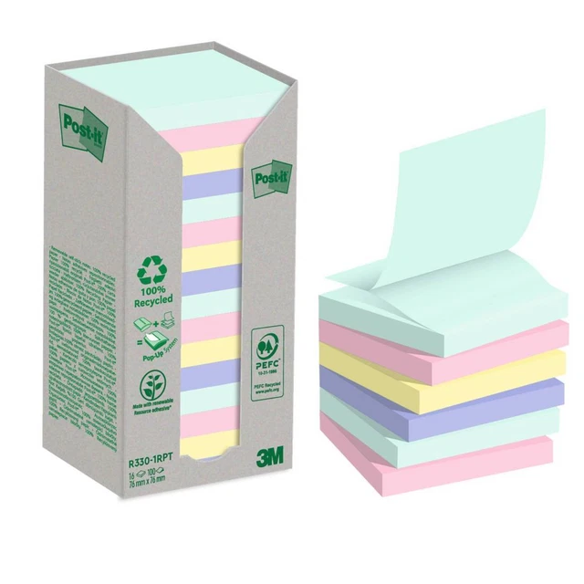 Blocco Post it® Z-Notes Green - R330-1RPT - 76 x 76 mm - colori pastello - 100 f