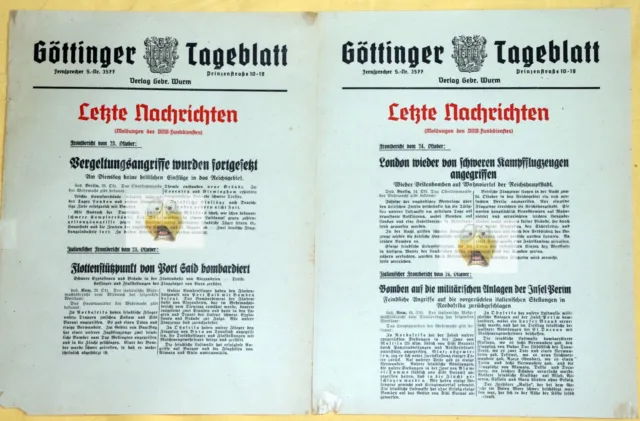 2 x PLAKAT GÖTTINGER TAGEBLATT 23.+24.10.1940 London Berlin Port Said