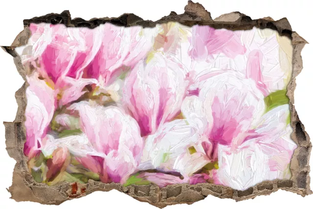 Fin Rose Couleur Fleur Art Pinceau Effet - 3D-Look Percée Sticker Mural Au