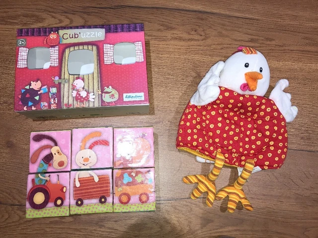 Doudou poule Ophélie Marionnette + Cubes Bébé LILLIPUTIENS jeu d'eveil 1er age