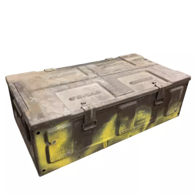 British Army C374 Metal Ammo Tin Storage H50 Mk1 Long Steel Box 65 x 35 x 20 cm