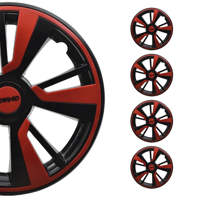 thumbnail interactive-video image 1 of 15 Inch Wheel Covers Hubcaps For Nissan - Glossy Black With White Accents - OMAC 4-Pack, Made In Italy 1 of 5