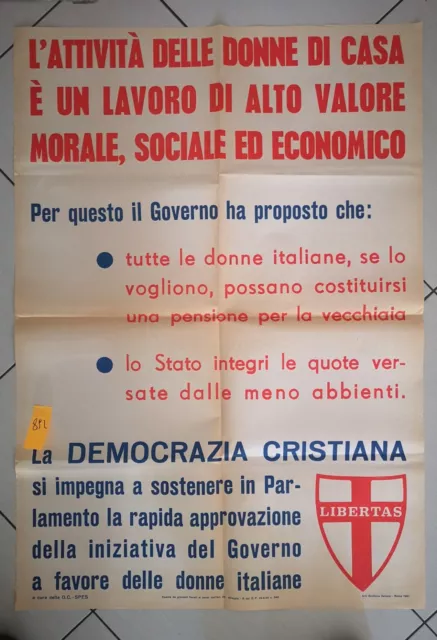 Manifesto DC democrazia cristiana libertas donne lavoro pensione