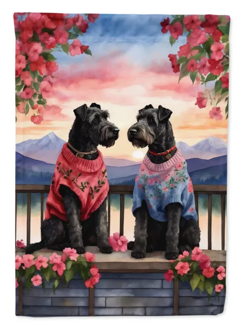 Kerry Blue Terrier Two Hearts Flag Canvas House Size DAC4660CHF