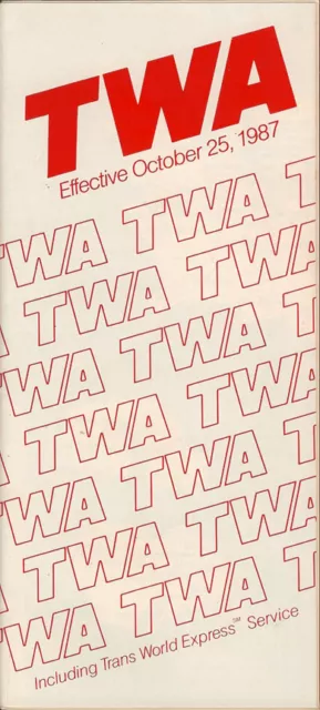 TWA Trans World Airlines system timetable 10/25/87 [308TW] Buy 4+ save 25%
