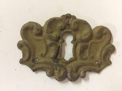 Early Hand-forged Embossed Iron Keyhole Door Escutcheon ~ HW52
