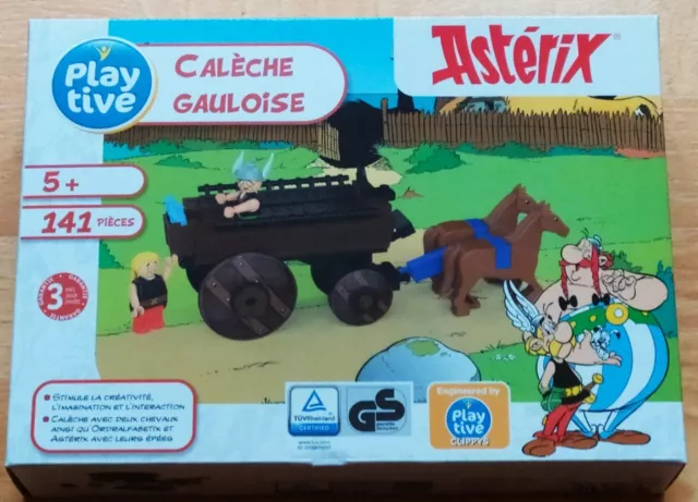 Astérix LIDL calèche gauloise 141 pièces avec 2 chevaux  2 figurines jouet neuf
