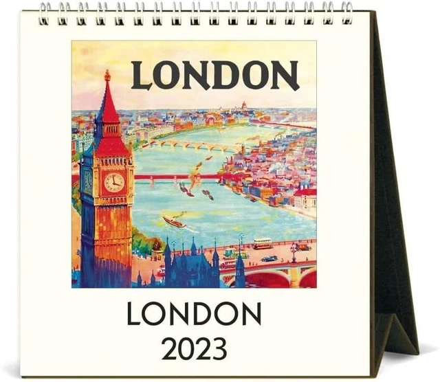 CAVALLINI & CO. Vintage London 2023 Small Desktop Calendar Travel