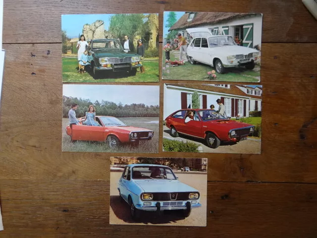 Lot 5 CPM anciennes cartes postales voitures Renault années 1970