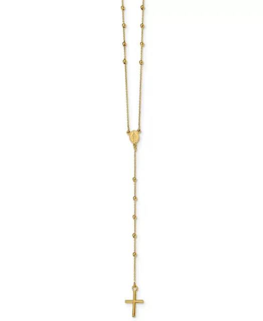 Cross Rosary 24" Lariat Necklace in 14k Yellow Gold $1100.00