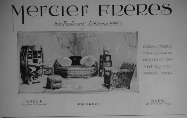 Publicité 1922 Mercier Freres Ebenisterie Tapisserie Decoration - Advertising