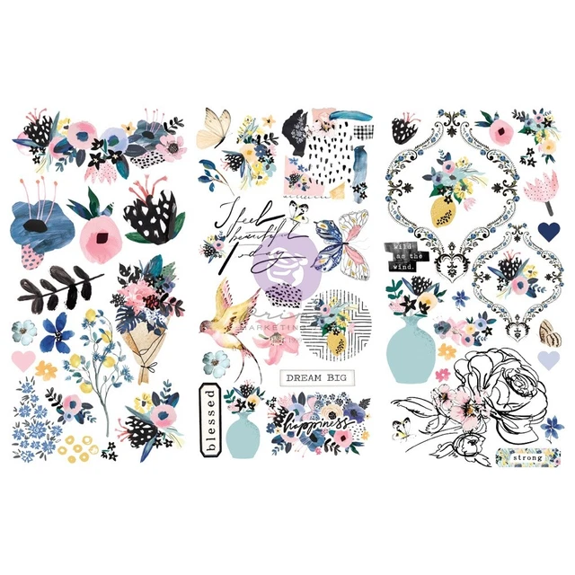 3er-Pack Feder Abstract Reibtransfers 6""x12"" 3/Blatt P661595