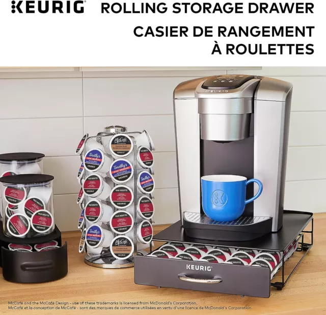 Keurig Coffee Pod Storage Drawer Holds 35  K Cup Pods Holder Black Dispenser NEW