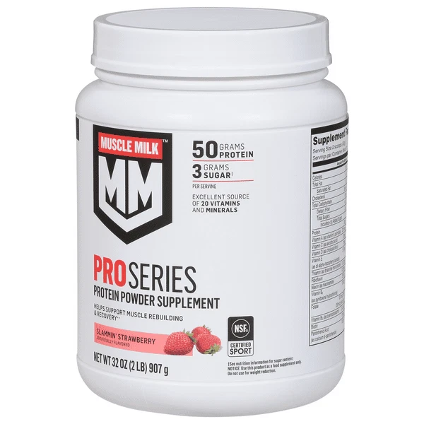MUSCLE MILK PRO Series 50g Protein Powder 2LB Slammin' Strawberry 10/