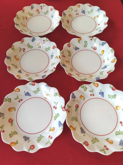 Lot D'assiettes Arcopal - Décor Géométrique Et Fruits - Porcelaine - Occasion