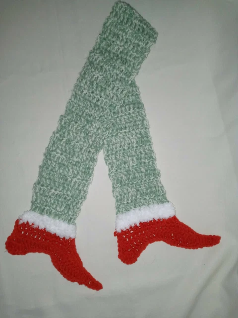 Crocheted Scarf Grinch Green Funky Feet Scarf A