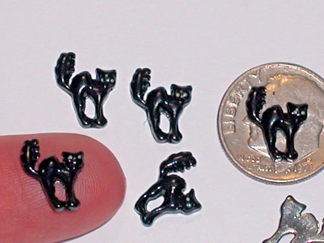 2pc Miniature super tiny little Halloween Kitty Black Cats floating charm 9mm **
