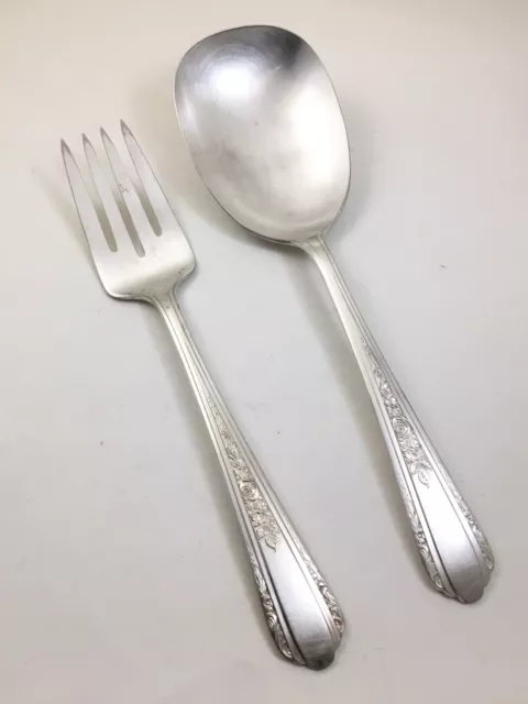 Deerfield / Wallace Silverplate Vision 1933 Casserole Spoon & Serving Fork