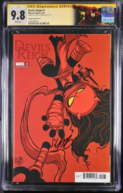 DEVIL'S REIGN #1  CGC 9.8 SS SIGNED BY SKOTTIE YOUNG Custom Label