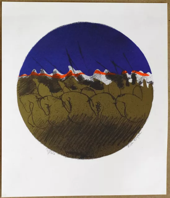 Nissan Engel Vintage Original Signed and Numbered Hand Printed Stone Lithograph