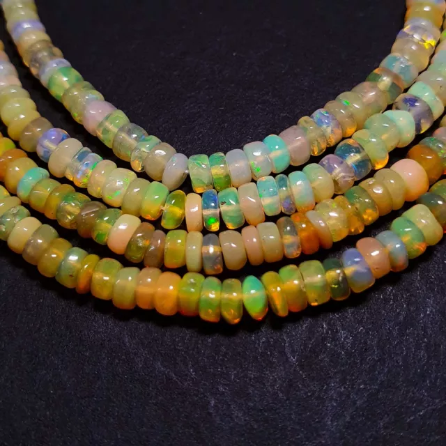 AAA Qualité Éthiopien Opale Rondelle Lisse Multi Feu Perles 3-5 MM 32CT 45.7cm