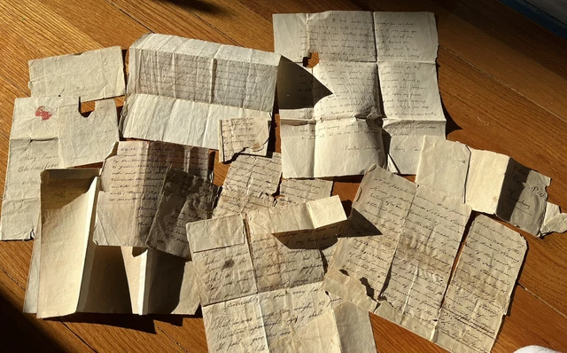 Antique 19th century Document letters Lunenberg Worcester Co MA Lawrence Peabody