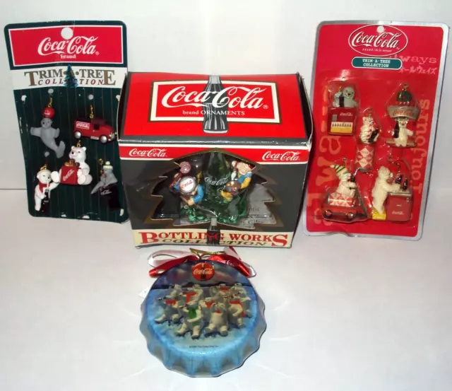 Vintage Lot Coca Cola Christmas Tree Ornaments Holiday Trim A Tree Bottle Cap