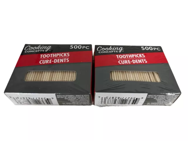 Cooking Concepts Toothpicks Cure-Dents Wooden Double Round Tip, 500 pc x 2 Pack