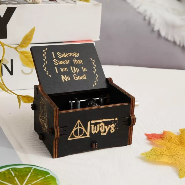 2 pcs Birthday Gift Music Box Harry Potter Engraved Hand Crank Wooden Music Box